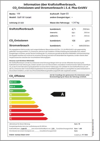 Fahrzeugabbildung Volkswagen Golf VIII Variant Life TSI NAVI CLIMA ACC SH